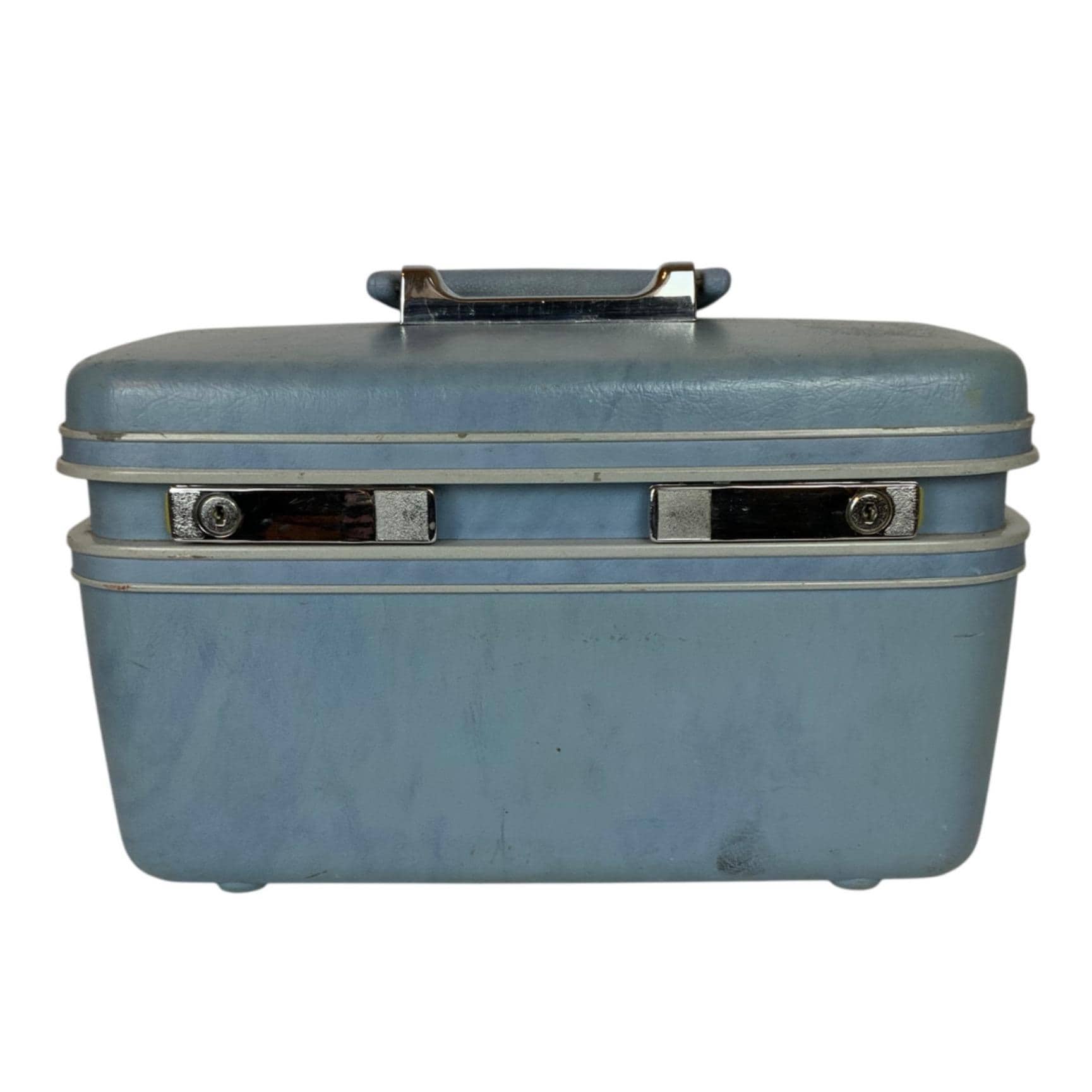 Vintage Samsonite Profile Blue Train Cosmetic Case With Handle