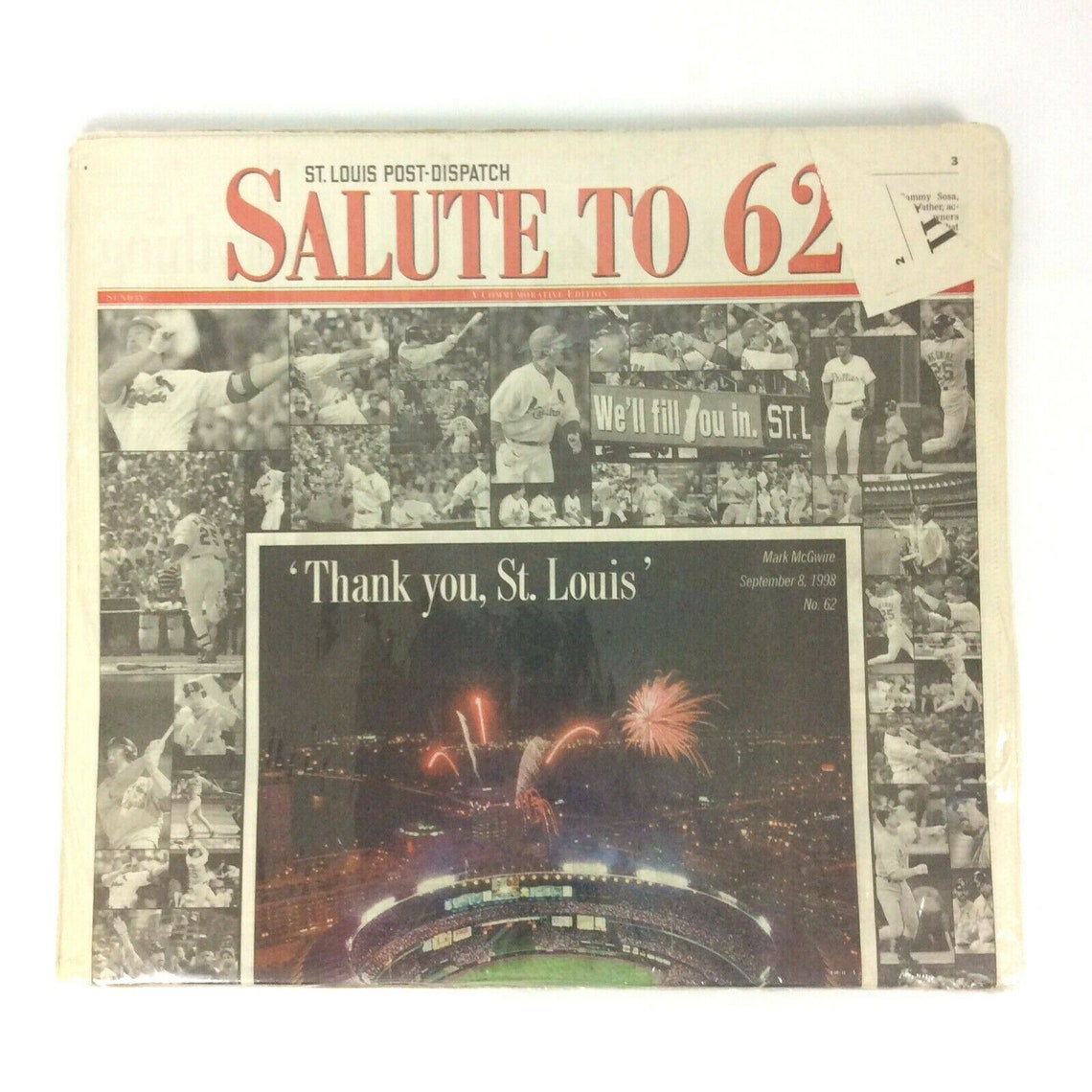 St Louis Post Dispatch Newspaper Salute to 62 Mark Mcgwire Etsy