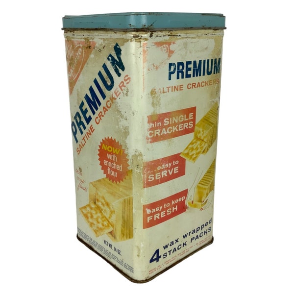 Nabisco Original Premium Saltine Crackers Tin Vintage 1969 Advertising Container