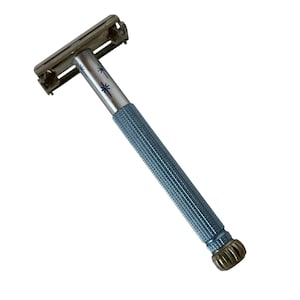 Vintage Lady Gillette Blue Atomic Starburst rasoir de sûreté Twist To Open 1960s Etats-Unis