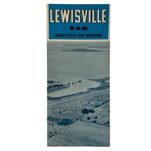 Mapa antiguo de 1965 de la presa Lewisville y el embalse Garza-Little Elm, Texas Lake