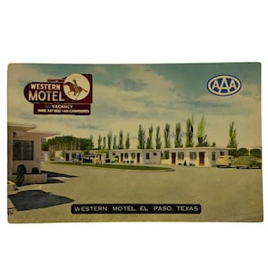 El Paso TX Western Motel Carte postale en lin Voyage vacances Années 40