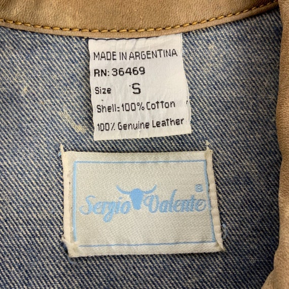 Acid Wash Trucker Jacket Leather Trim Size Small … - image 3