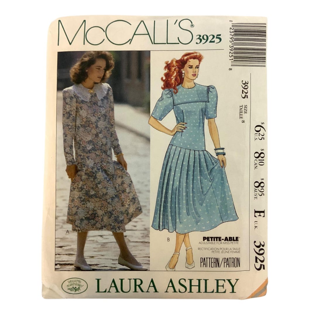 Laura Ashley Mccalls 3925 Misses Dress Sewing Pattern Size E 6-8-10 ...