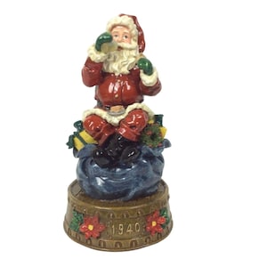 Here Comes Santa Claus Musical Figurine 1940 Toy Bag Cookies Milk