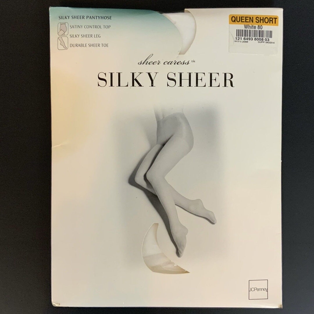 Jcpenney Sheer Caress Pantyhose Queen Short White Control Top Sheer Toe