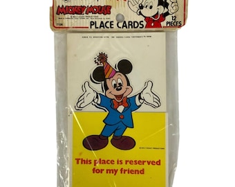 Vintage 1980s Walt Disney Mickey Mouse Place Cards Pkg Of 12 Party Decorations