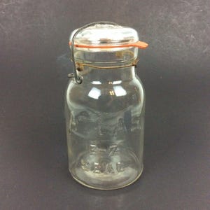 Atlas EZ Seal Quart Klarglas-Einmachglas Drahtdeckel Vintage