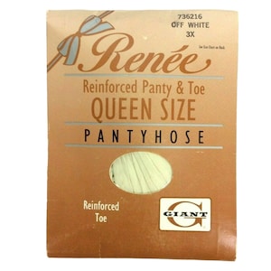 Renée Pantyhose Reinforced Panty & Toe Queen Size 3X Off White