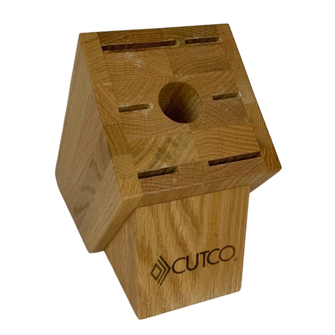 Cutco Oak Knife Block Holds up to Six Knives and Sharpener Made in