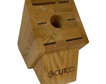 Cutco Oak Knife Block Holds Up to Six Knives and Sharpener Made In USA