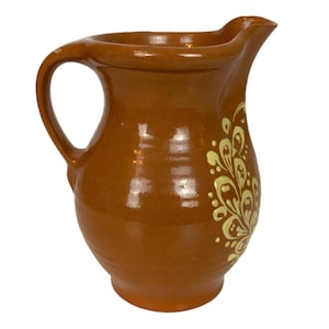 Vintage Greenfield Village Pottery Pitcher Reware Floral Bird Design REPAIRED