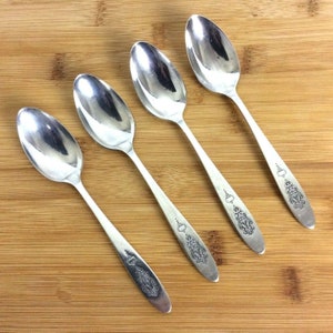 Oneida Bird of Paradise 4 Teelöffel Silberplatte Ersatz Besteck Vtg 1923