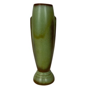 Frankoma Pottery Bud Vase No 43 Prairie Green Brown Glaze Mid-Century Modern