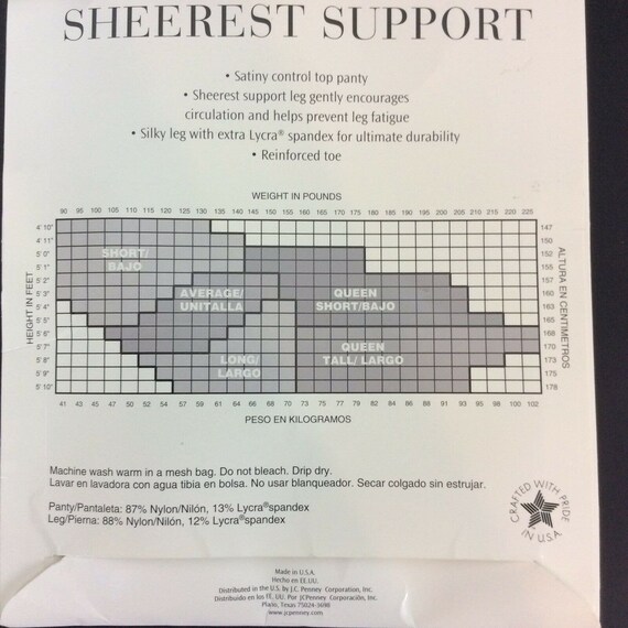 JCPenney Sheerest Support Pantyhose Queen Short Sand … Gem