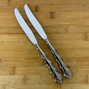 Oneida Deluxe Mozart Stainless Steel 2 Dinner Knives Replacement Flatware 80s