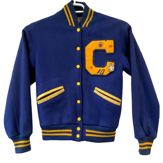 Kandel Letterman Varsity Jacket Size 34 Blue Gold… - image 1