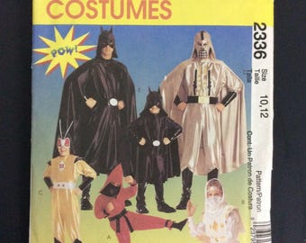McCalls Costumes 2336 Sewing Pattern Children’s 10 12 Super Hero Ninja UNCUT