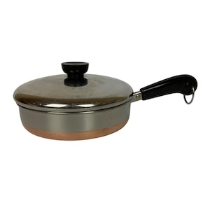 Revere Ware Copper Clad Stainless Steel 1 Qt Straight Sided Skillet & Lid USA