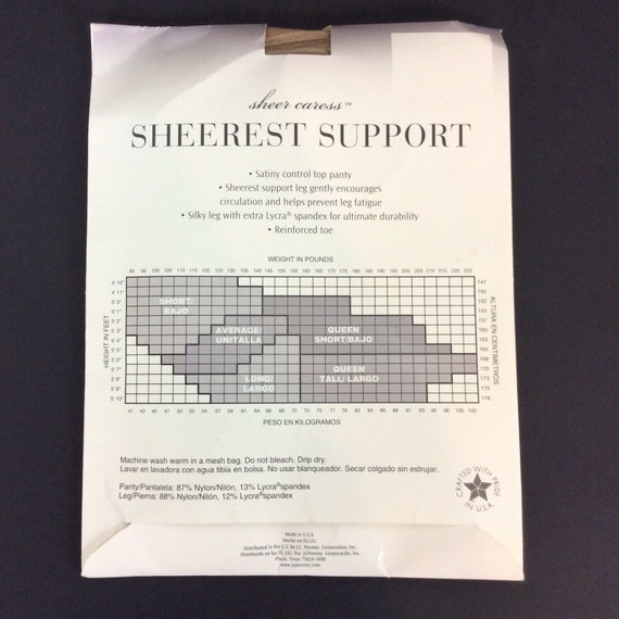 JCPenney Sheerest Support Pantyhose Queen Short Sand … Gem