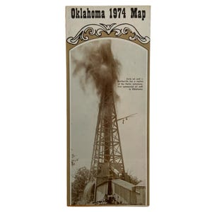 Mapa de carreteras estatales oficial de Oklahoma de 1974, coleccionable