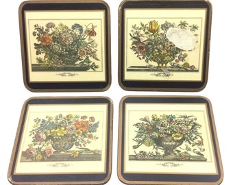 Pimpernel Coasters Furber Floral Set Of 4 Cork Backed Made In England Vintage