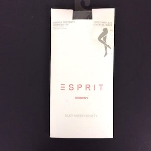 Esprit Womens Silky Sheer Hosiery Pantyhose Size G/H XL Black Control Top