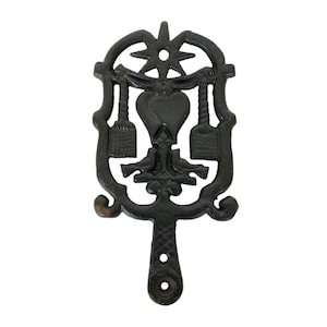 Vintage Cast Iron Kitchen Trivet Star Heart Birds Black Wall Farmhouse Decor