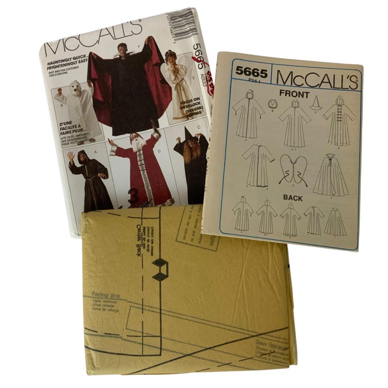 Mccalls 5665 Halloween Costume Sewing Pattern Adults XS-S-M-L Wizard ...