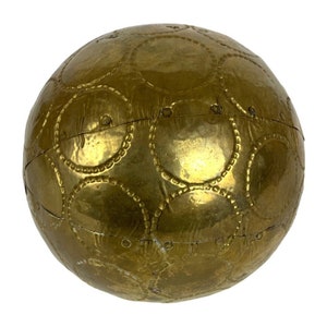 Brass Covered Decorative Ball Embossed Circles Handmade Vase Bowl Filler Vintage