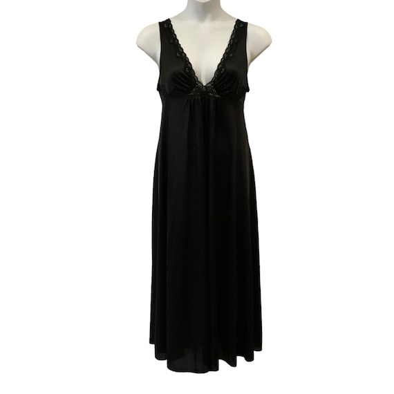 Lorraine Nightgown Chemise Womens Size Medium Black V neck Sleeveless Gown Etsy