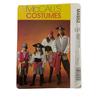 McCalls M4952 Pirate Costume Sewing Pattern Adult Sizes XS-XL 2005