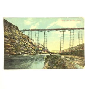 Vintage Pecos High Bridge San Antonio Texas cartolina panoramica ferrovia paesaggio