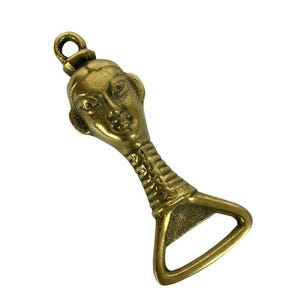 Vintage Cast Brass Kayan Woman Figural Bottle Opener Collectible Bar Tool