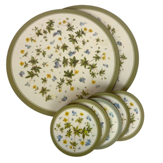 Pimpernel Round 2 Placemats 5 Coasters Floral Botanical Cork Etsy