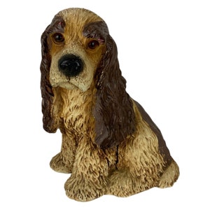 Realistic Plaster Cocker Spaniel Statue Hand Painted Brown Beige Heavy FLAWED