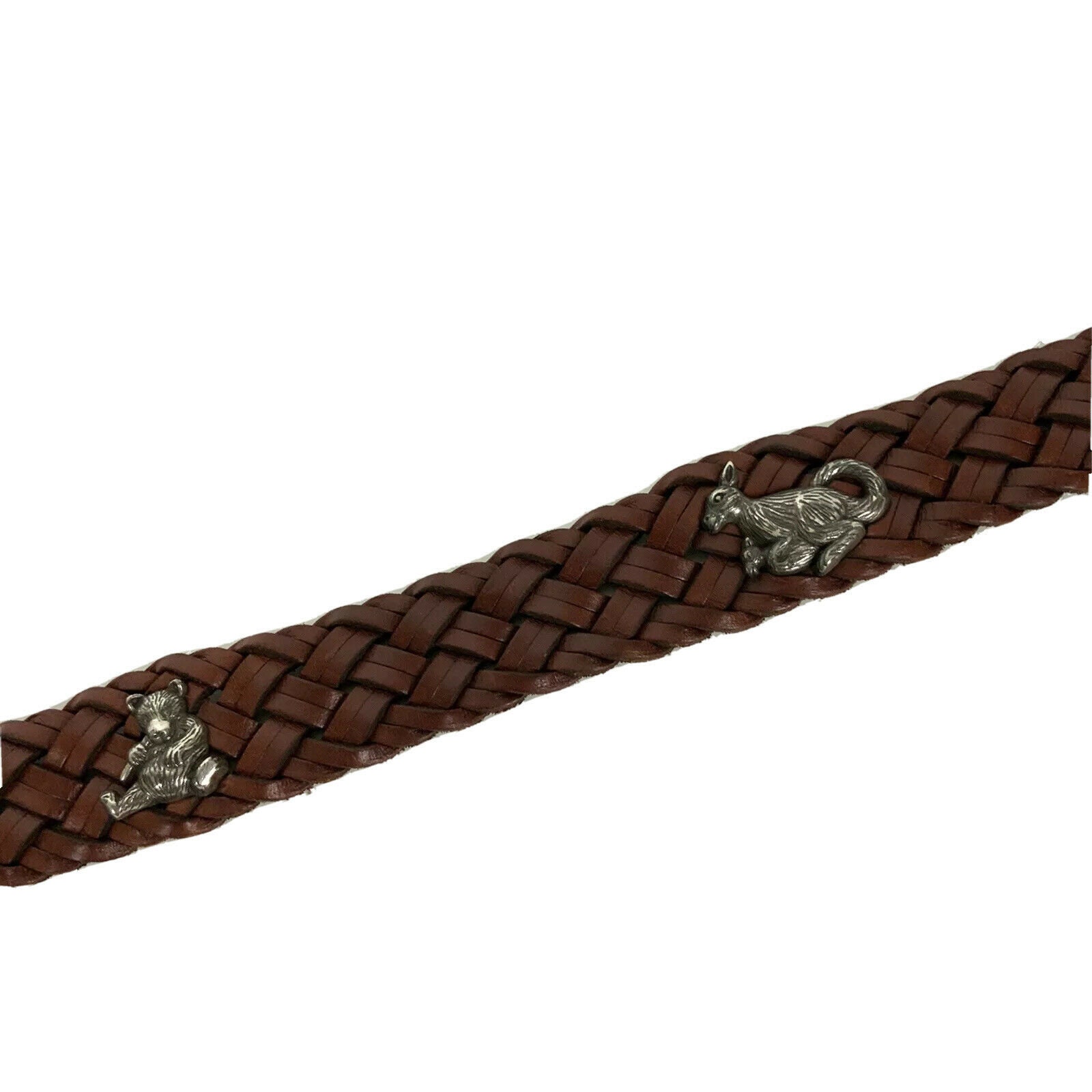 Vtg 90s Brighton Braided Leather Animal Charm Belt Safari Zoo 30​Description: 90s Vintage Leather Brighton Belt – Dovetail main image 3
