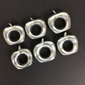 Cast Metal Apple 6 Napkin Rings Holders Silvertone Unbranded Teacher