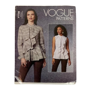 Vogue V1728 Sewing Pattern Womens Peplum Tops Blouses Ruffle Details Sizes 16-24