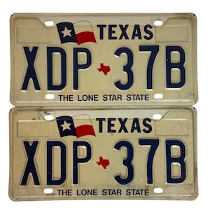 Vintage Texas License Plates Pair XDP 37B Lone Star State Collectible 80s-90s