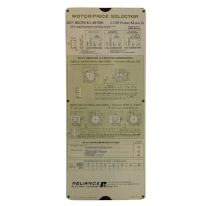 Reliance elektromotor/prijskiezer Duty Master AC-motoren rekenliniaal 1972
