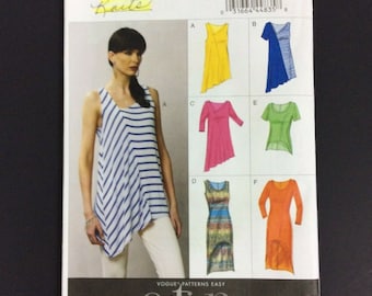 Vogue V8881 Misses Knit Top Or Dress XS S M Easy Sewing Pattern UNCUT