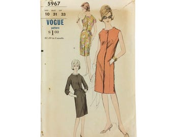 Vogue 5967 Vintage 60s Sheath Dress Sewing Pattern Size 10 Bust 31