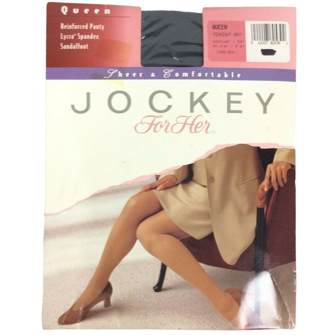 Jockey for Her Pantyhose Queen Size Midnight Navy Blue Sandalfoot