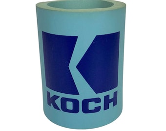 Koch Industries Foam Drink Holder Can Cooler Blue Logo Camping Boating RV Picnic
