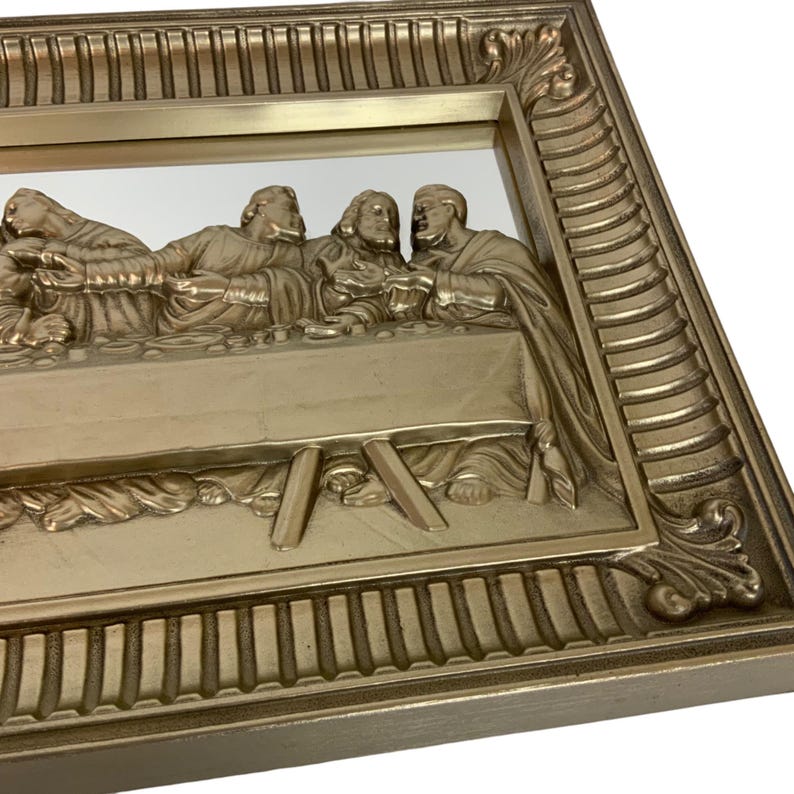 Homco Last Supper Mirror Wall Art Gold-toned Plastic Framed Religious ...