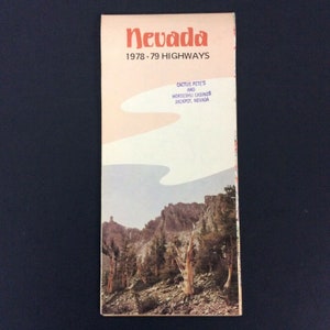 État du Nevada 1978-79 Autoroutes Carte vintage Rues Tourisme Routes Vacances