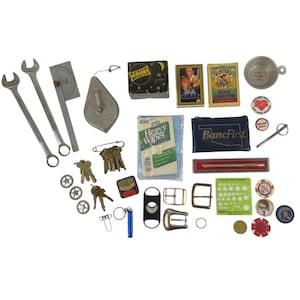 Miscellaneous Vintage Junk Drawer Lot Tools Keys Tokens Trinkets & Memorabilia