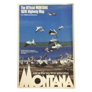 Montana Offizielle State Road Map Pelicans Helena Lewis & Clark Trail 1978