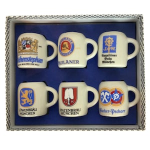 Böckling Mini German Beer Stein Shot Glasses Set Of 6 Munich Breweries Travel